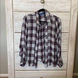 Plaid Button Down T Shirt